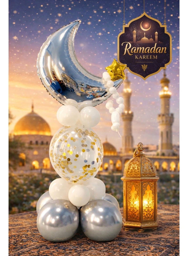 زينه رمضان بالونات هلال ونجمة بتصميم أنيق للطاولات والمداخل - زينه رمضان للمنازل و الحفلات - Image 1